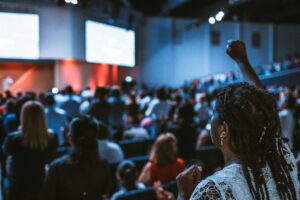 Industry professionals discussing at gaming events conference