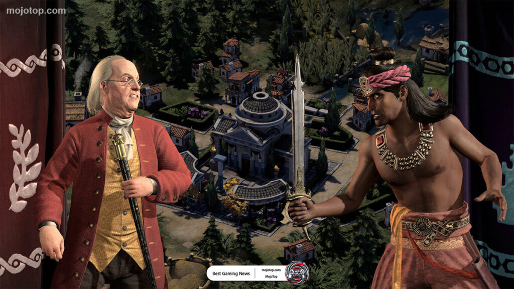 Virtual world map used in Sid Meier's Civilization VII strategy game.