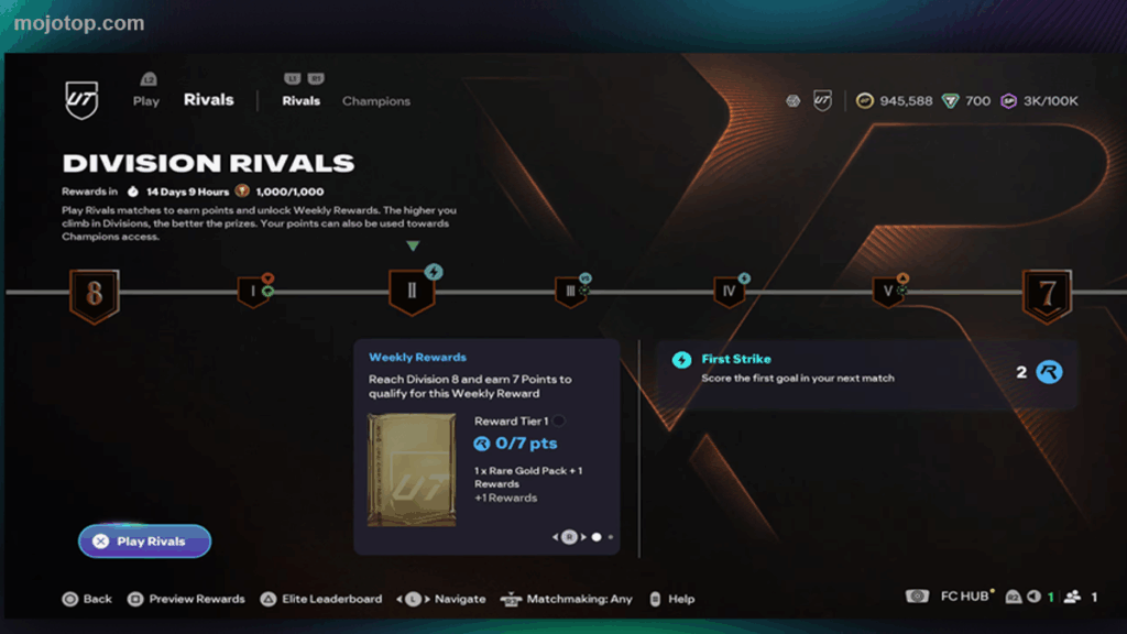 Redesigned objectives screen in FC 26 Ultimate Team featuring daily and seasonal challenges