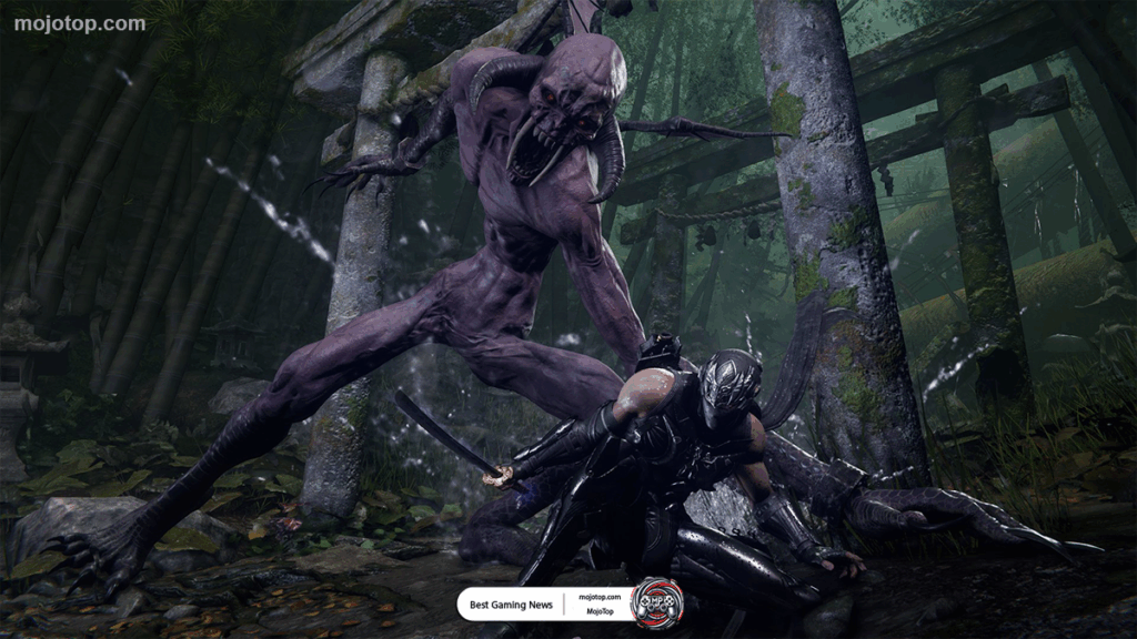 Ninja Gaiden 4 action still depicting Yakumo using Bloodraven Form in combat.