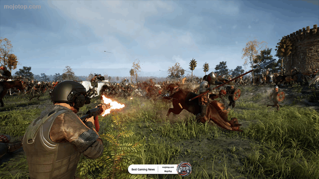 Kingmakers gameplay screenshot showing medieval and modern combat