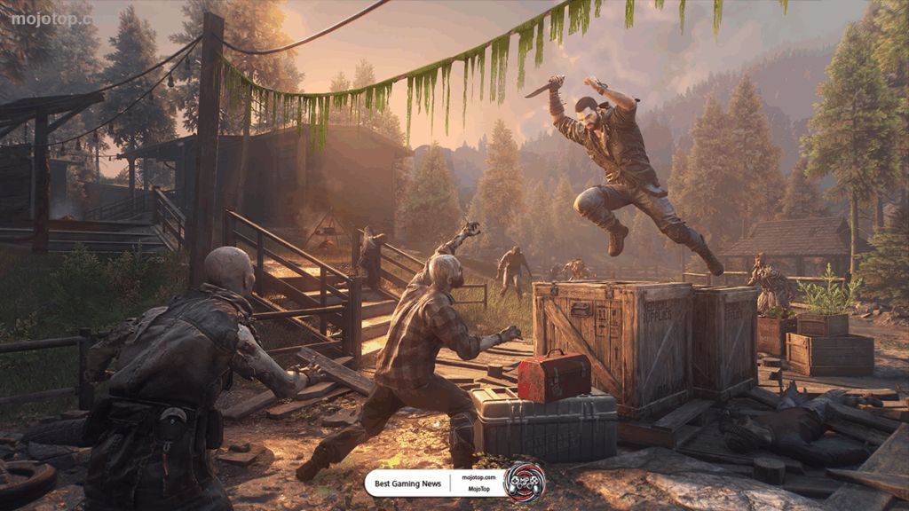 Dying Light The Beast gameplay showing Kyle Crane fighting zombies